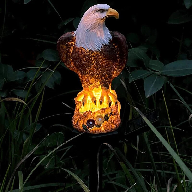 Garden Lawn Decorative Lamps, Solar Resin Eagle Lawn Lamp, Outdoor LED Ground Lamp