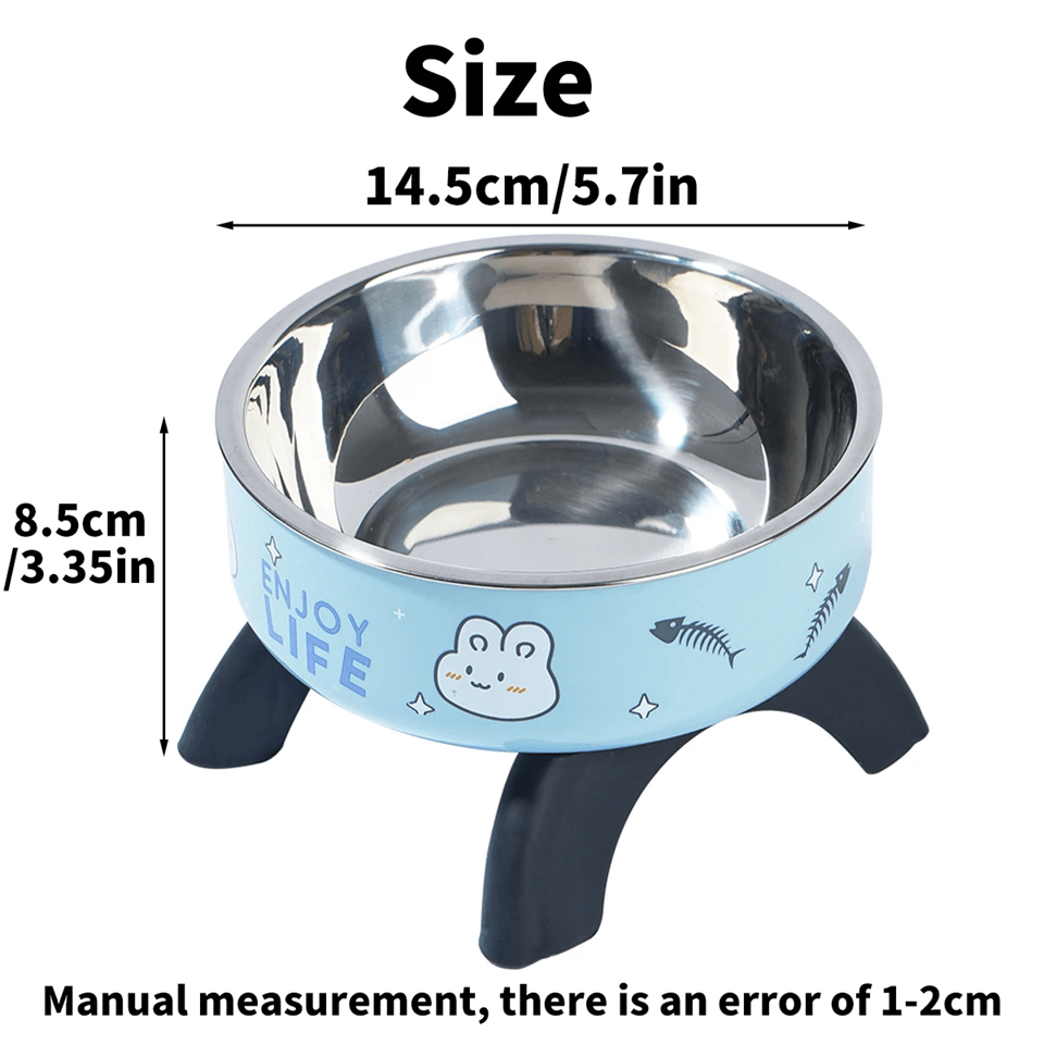 Elevated Stainless Steel Pet Bowl with Cute Print for Dogs and Cats