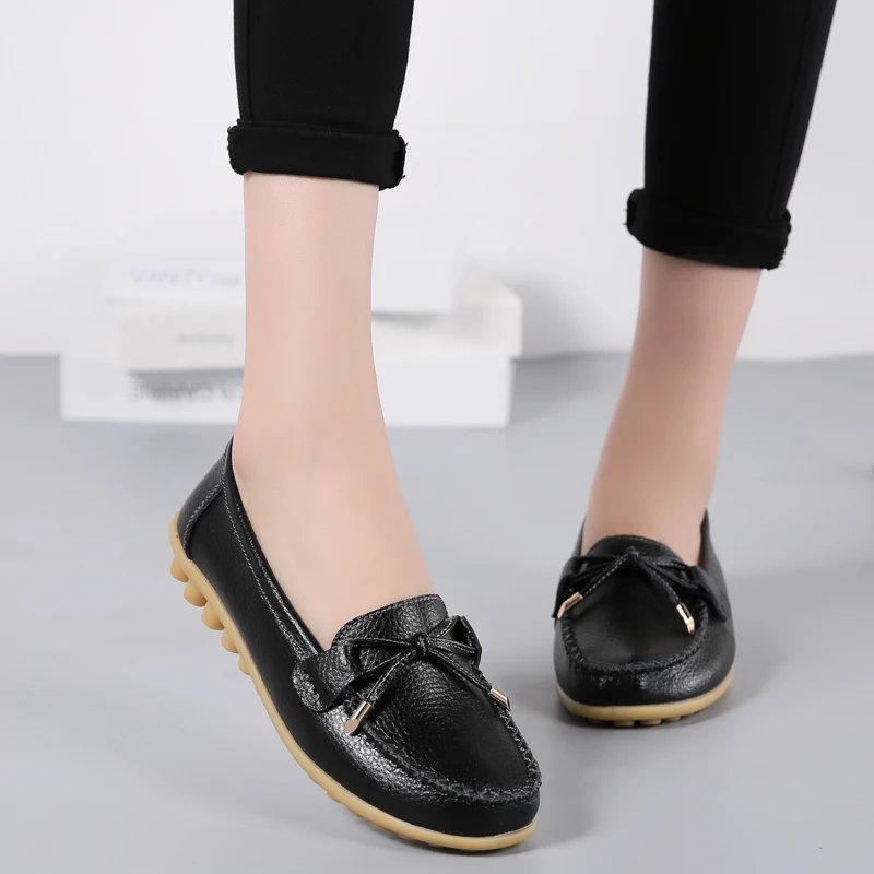 Genuine Leather New Woman Flats Shoes Ballet Flat Sneakers Soft Moccasins Ladies Boat Ballerina Espadrilles Creepers