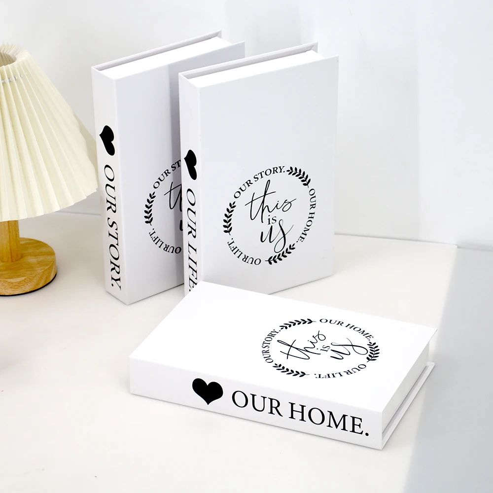 Modern Decorative Fake Books Set White Display Props