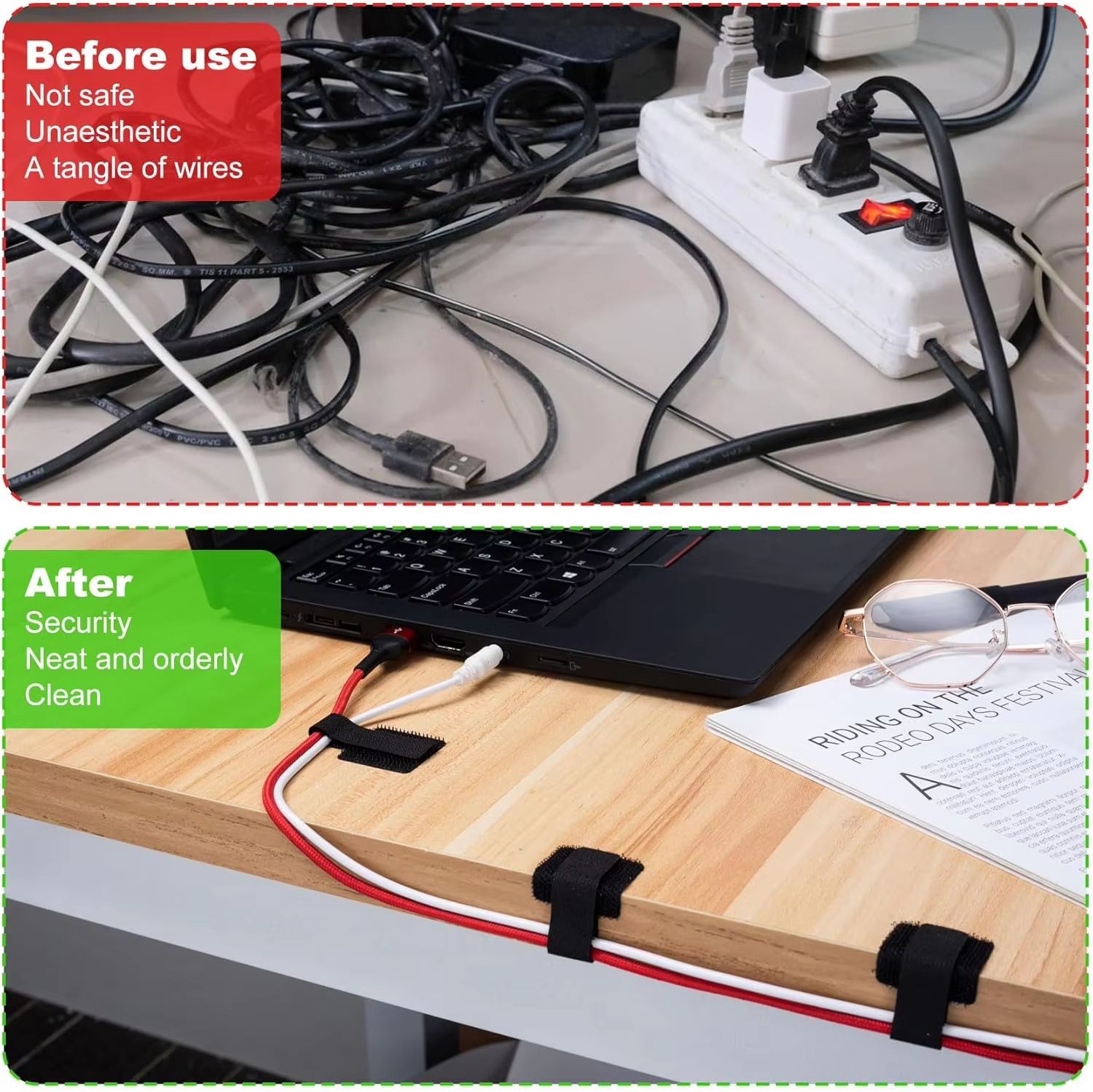 Reusable Self-Adhesive Cable Ties Adjustable Cord Organizer Straps