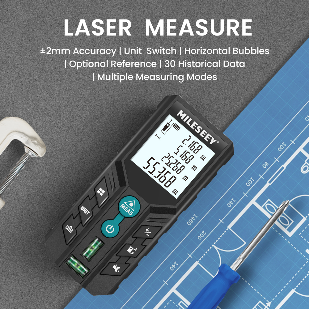 Precision Digital Laser Tape Measure with Bubble Level and Laser Distance Meter