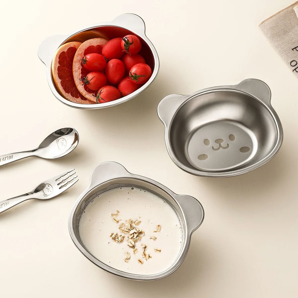Stainless Steel Kids Bowl Cartoon Fruit Salad Dinner Bowl for Children