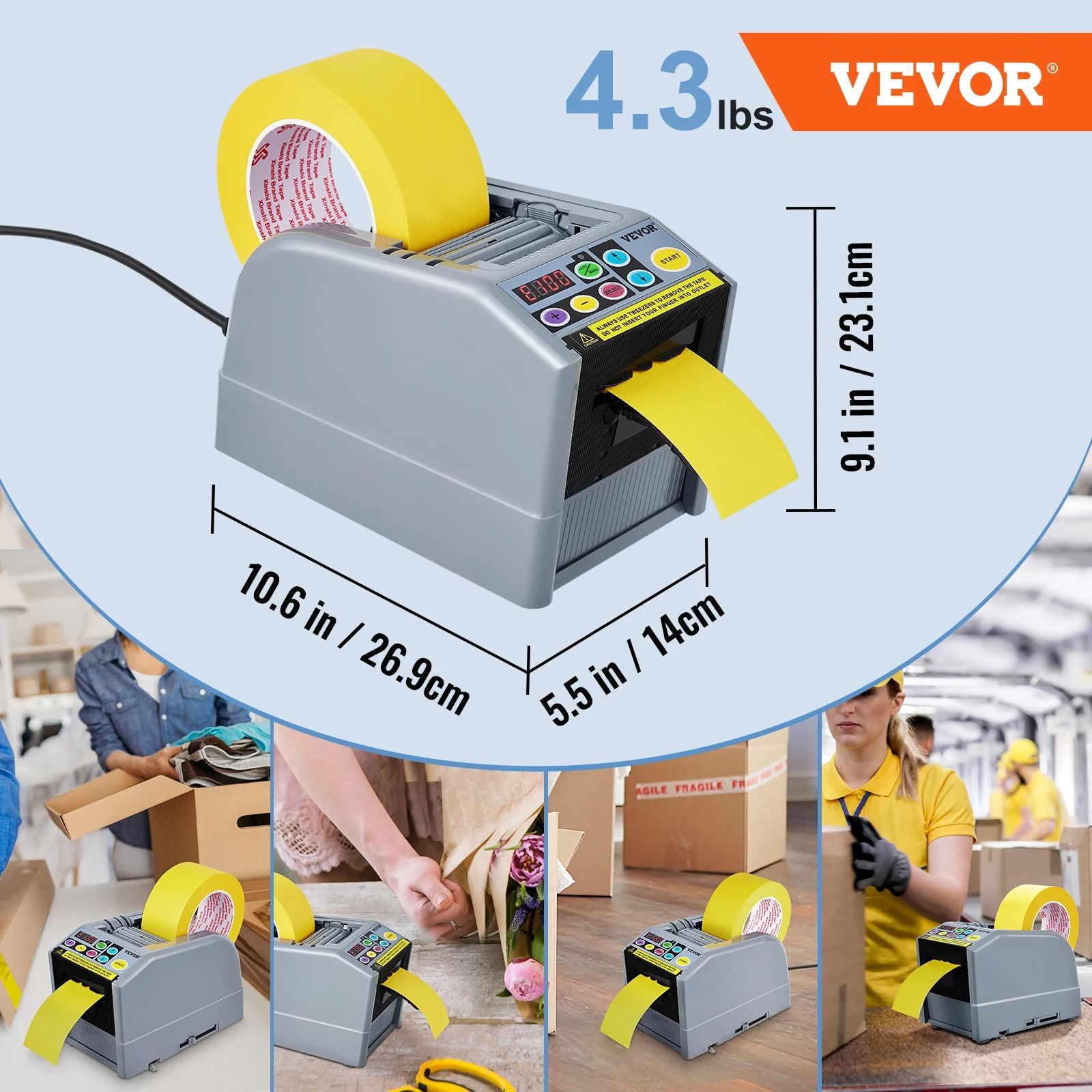 Automatic Tape Cutting Machine 6–60 mm Electric Dispenser