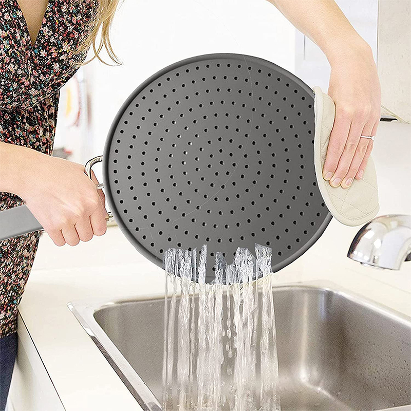 Heat-Resistant Silicone Splatter Screen with Handle, Oil Splash Guard Lid for Frying & Cooking Pans