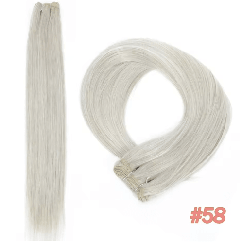32-Inch Ombre Straight Synthetic Hair Bundle, 200g High-Temperature Fiber (27/613, Brown, Grey, M618)