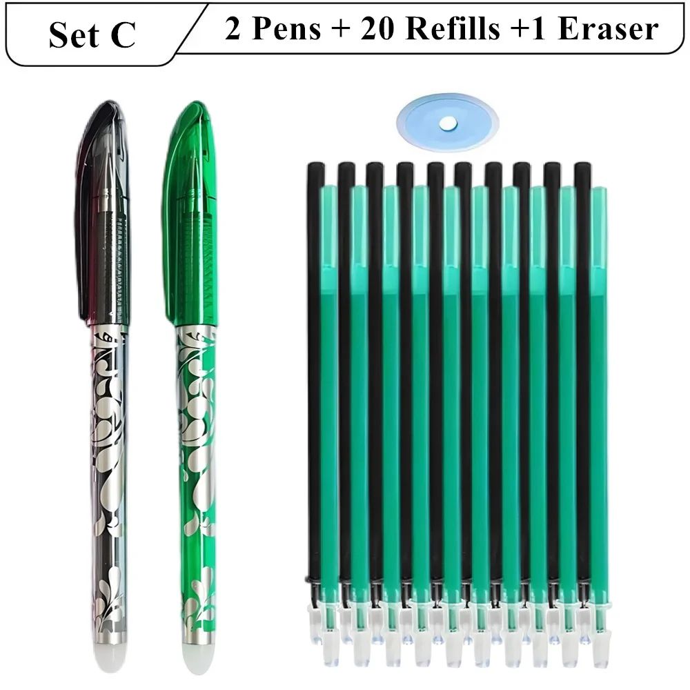 PrecisionWrite 0.5mm Erasable Gel Pens Set with 20 Refills & Eraser – Smooth Writing Refillable Stationery Kit