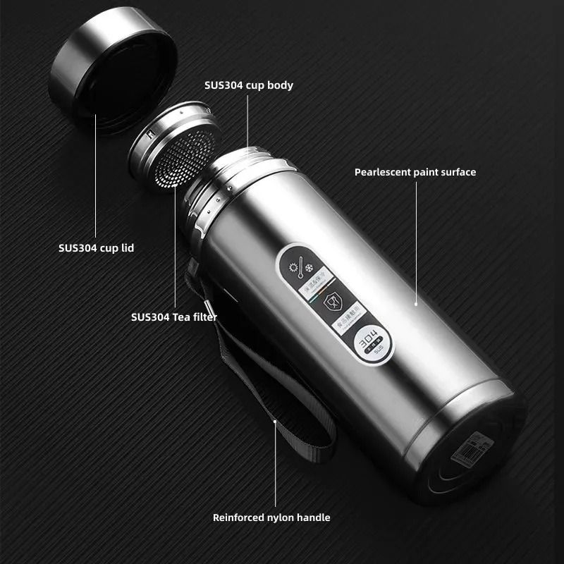Stainless Steel Thermos Bottle with LED Temperature Display Insulated Water Bottle Vacuum Flask 500ml and 1L