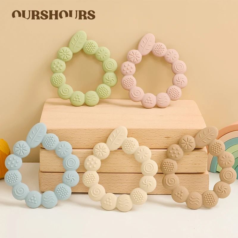 Botanical Silicone Baby Teether Ring – BPA-Free Leaf Sensory Molar Toy