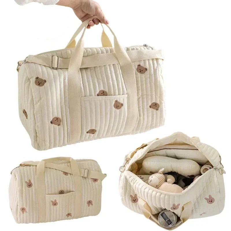 Bear Embroidery Maternity and Diaper Messenger Bag