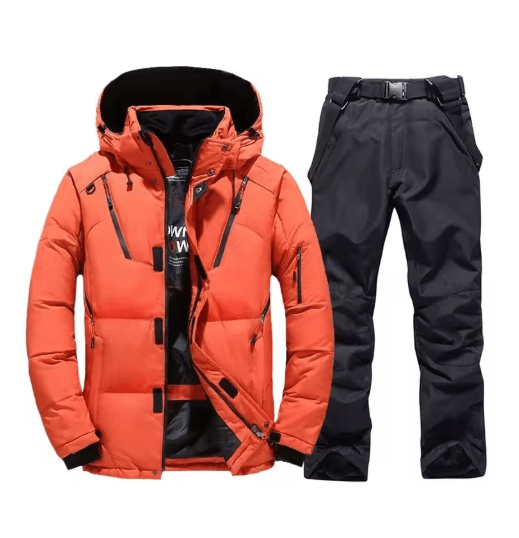 Mens Thermal Ski Suit Set Waterproof Down Jacket & Snowboard Bib Pants