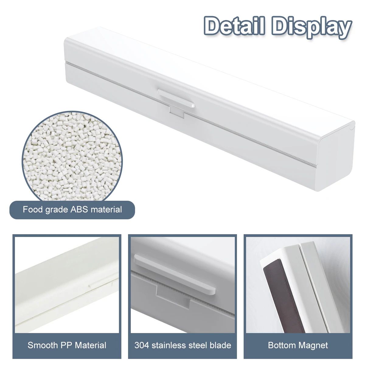 Cling Film Cutter Dispenser with Magnetic Wrap Organizer for Kitchen