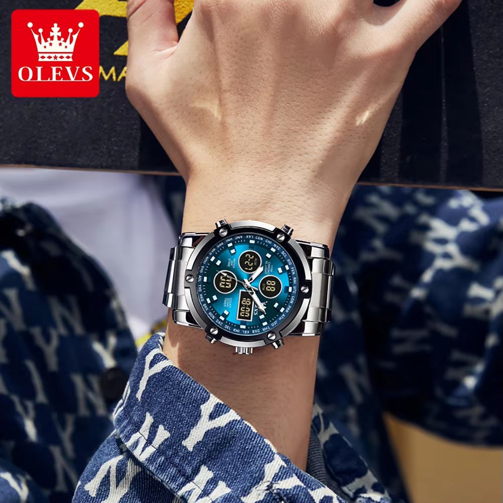 OLEVS Men's Multifunctional Watch – Waterproof Electronic Timepiece with Luminous Display, Alarm & Fashion Dress Design