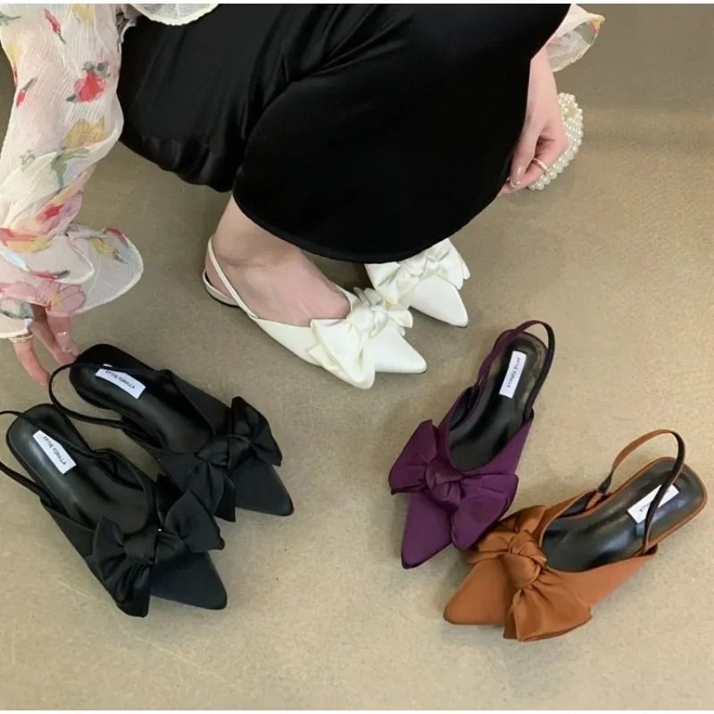 Designer Bow Pointed Toe Sandals – Elegant Slingback Heels – High-Yield Summer Aesthetic Interaction Hub