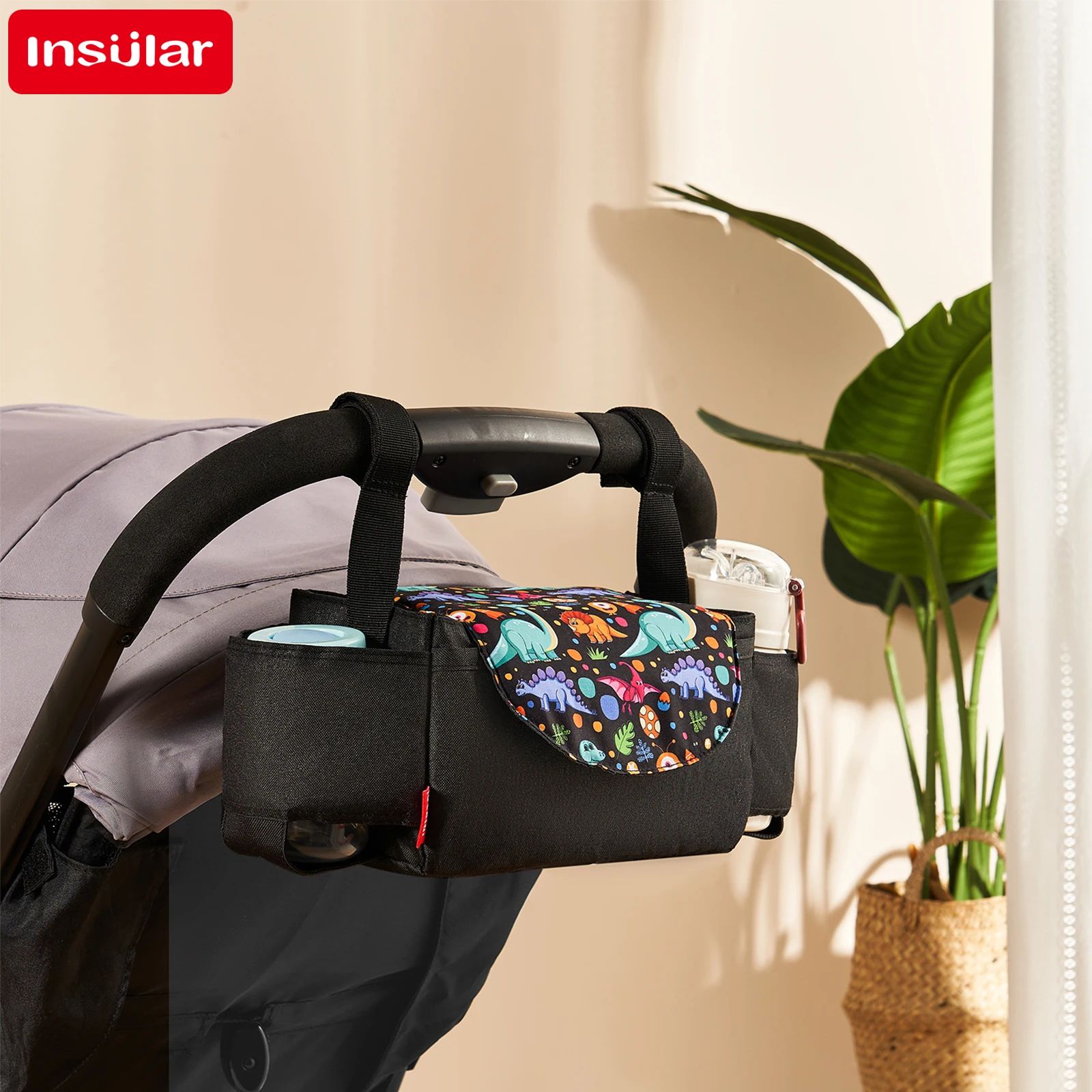 Insulated Baby Bottle Bag Diaper Organizer with Stroller Storage