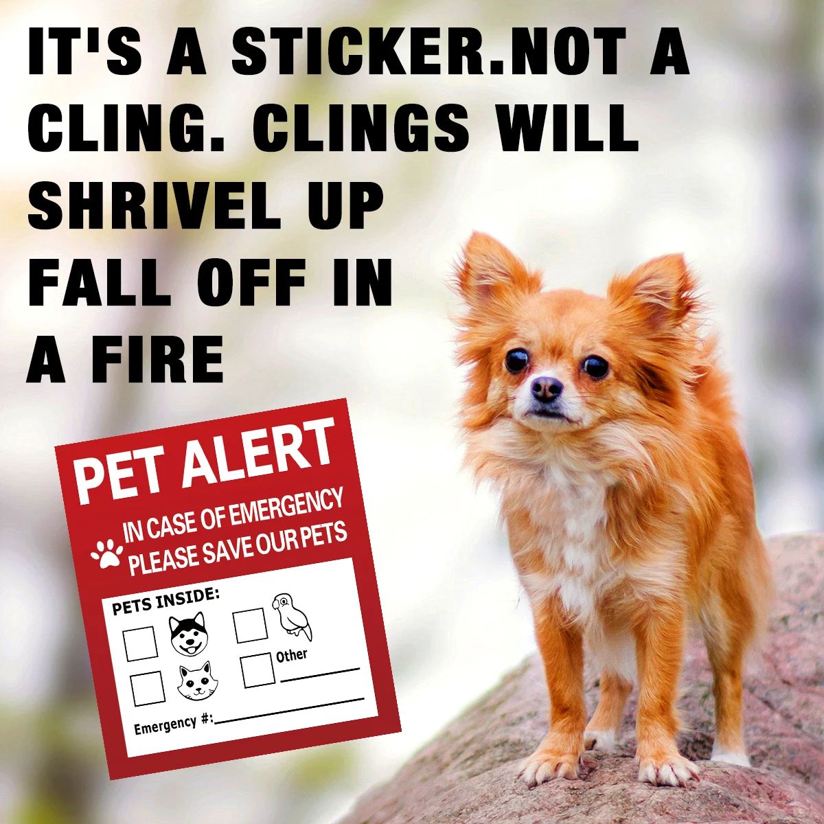 Pet Alert Emergency Window Sticker Save My Pets Safety Decal Static Cling Sign Set