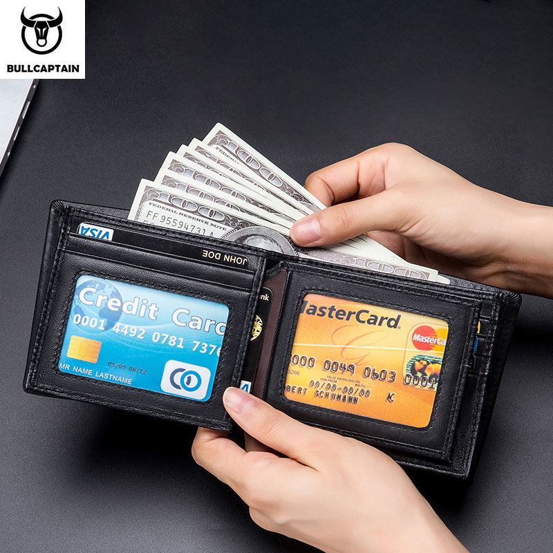 Leather Wallet Men RFID Secure, Multi Function Business Purse, Designer Card Holder, Slim Genuine Leather