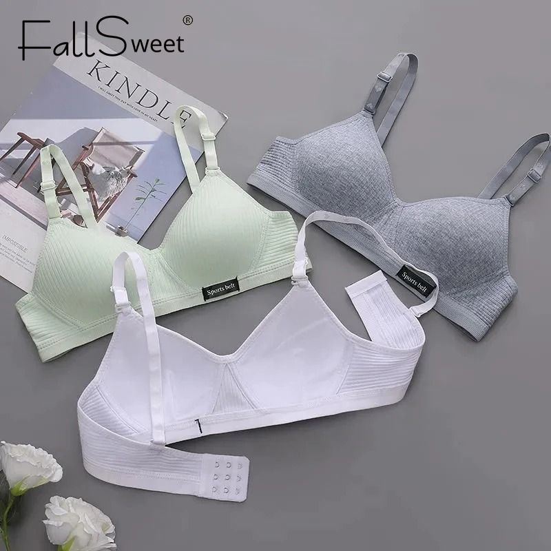 FallSweet Cotton Wireless Bra | Seamless V-Shaped Gathering Underwear