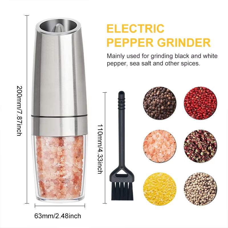 Automatic Electric Pepper Mill Grinder Set with LED Light and Gravity Sensor