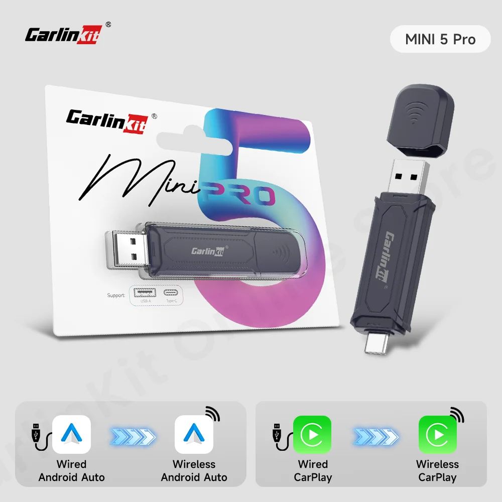 Carlin Kit 5.0 Wireless CarPlay Android Auto Adapter