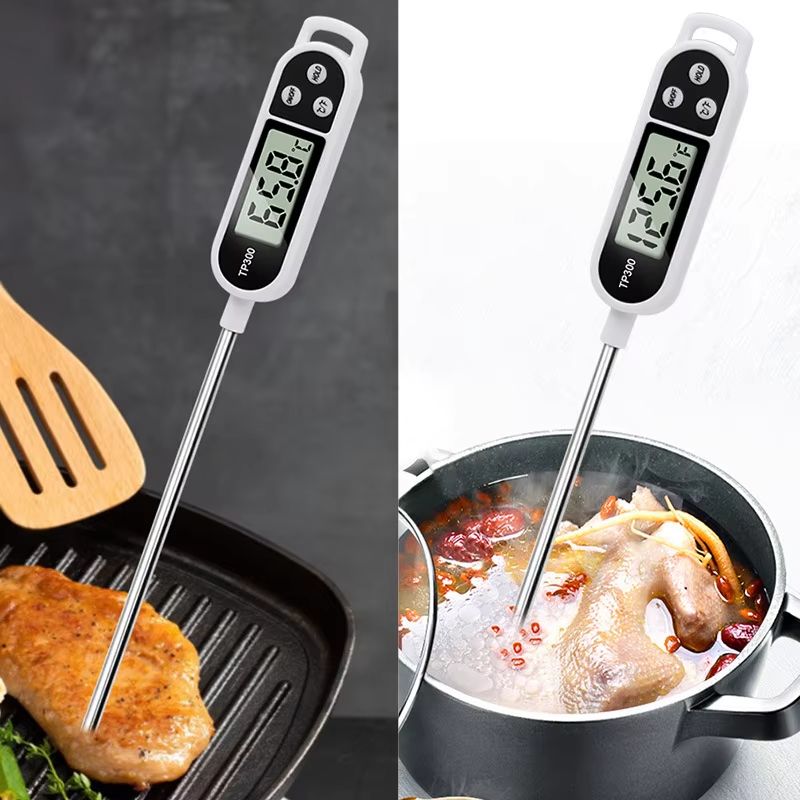 Stainless Steel Digital Kitchen Thermometer for Cooking, Barbecue, and Liquids