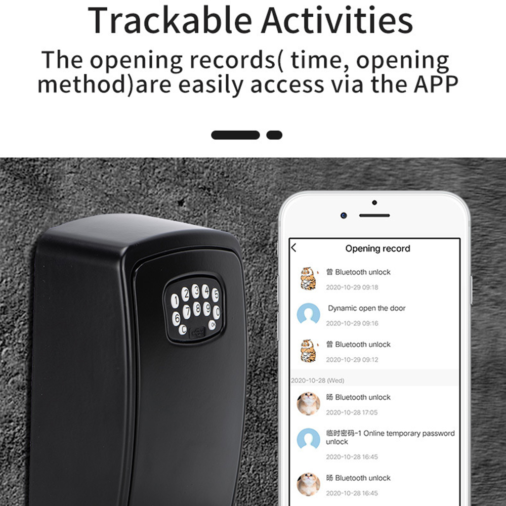 Smart Bluetooth Wall Mounted Key Lock Box with APP Control Waterproof Large Capacity Safe