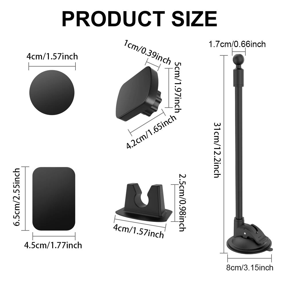 Magnetic Long-Arm Car Phone Holder – Adjustable Windshield & Dashboard Mount