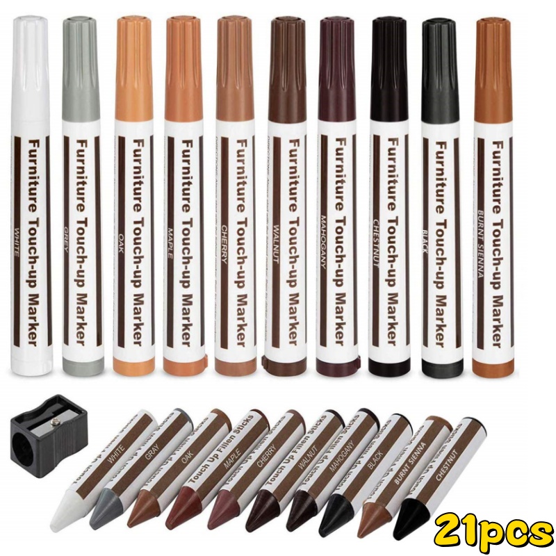 Furniture Repair Pen, Wood Markers Wax Sticks, Scratches Filler, Paint Restore Kit for Wooden Tables, Floors, Cabinets