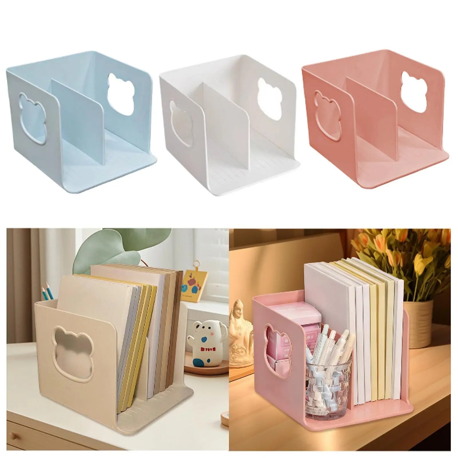 Creative Bear Desktop Book Organizer Compact Office File Holder & Desk Storage Organizer