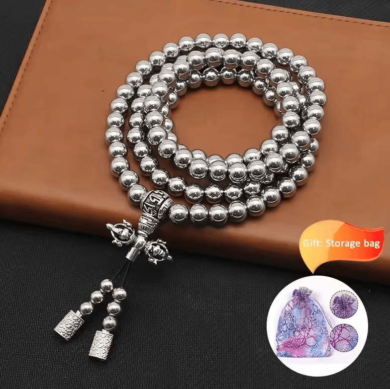 Tactical 8MM Steel Bead Bracelet Necklace – Heavy-Duty EDC Survival Chain (118–128 Beads)