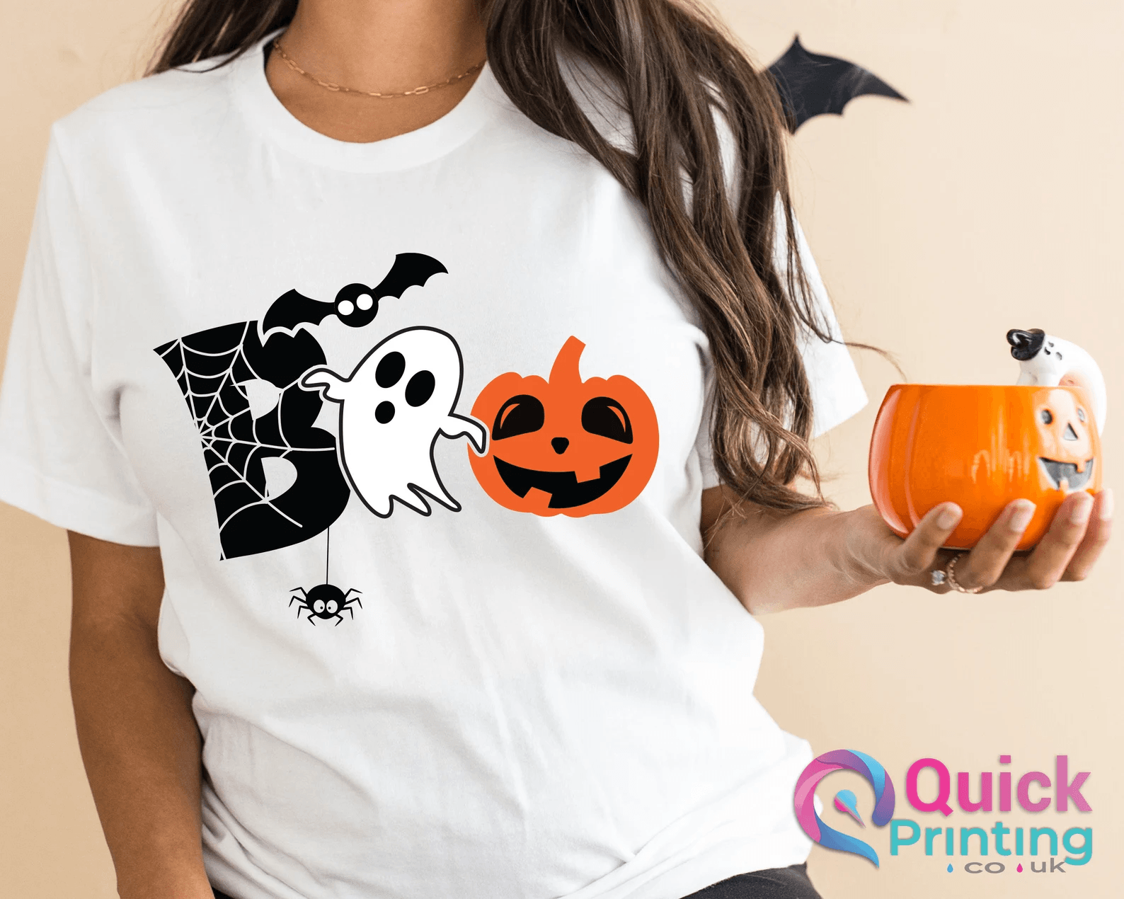 Boo Ghost Halloween Shirt for Women – Funny Spooky Graphic Tee Cute Halloween Gift Top