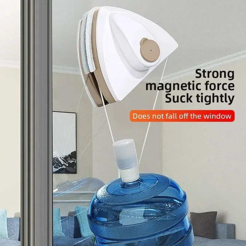 High-Rise Double-Sided Magnetic Glass Window Cleaning Wiper with Water Storage
