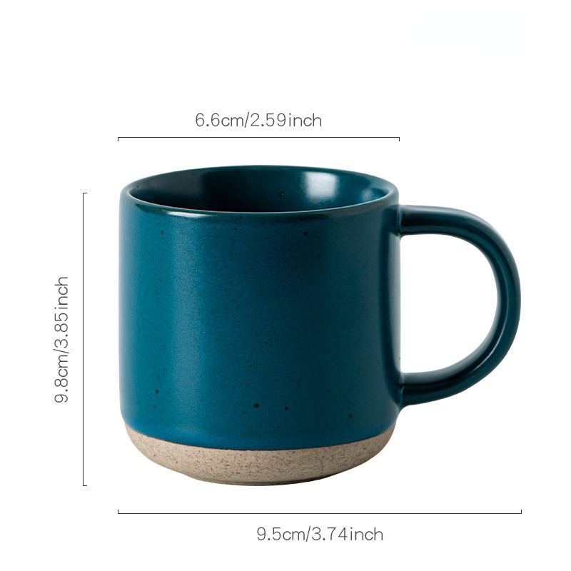 Modern Design White Small Frosted Ceramic Tumblers, Unglazed Base Speckled Coffee Mug With Handle