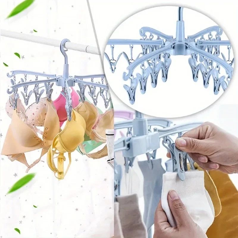 Folding Sock Drying Rack with 24 Clips