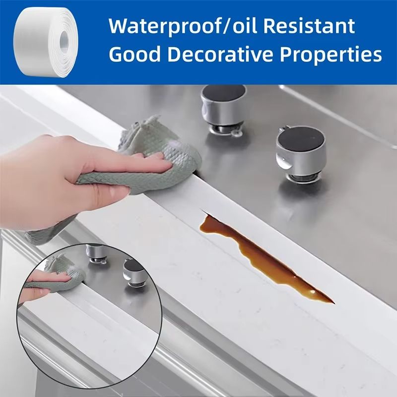 Waterproof Self-Adhesive Caulk Sealing Tape – PVC Oil-Proof Kitchen Sink & Bathroom Edge Strip (1m / 2m / 3.2m)