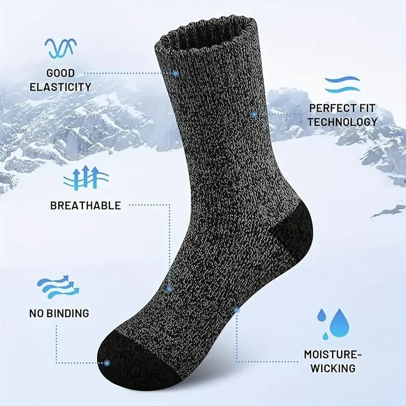 Mens Merino Wool Thermal Hiking Socks 5 Pair Pack