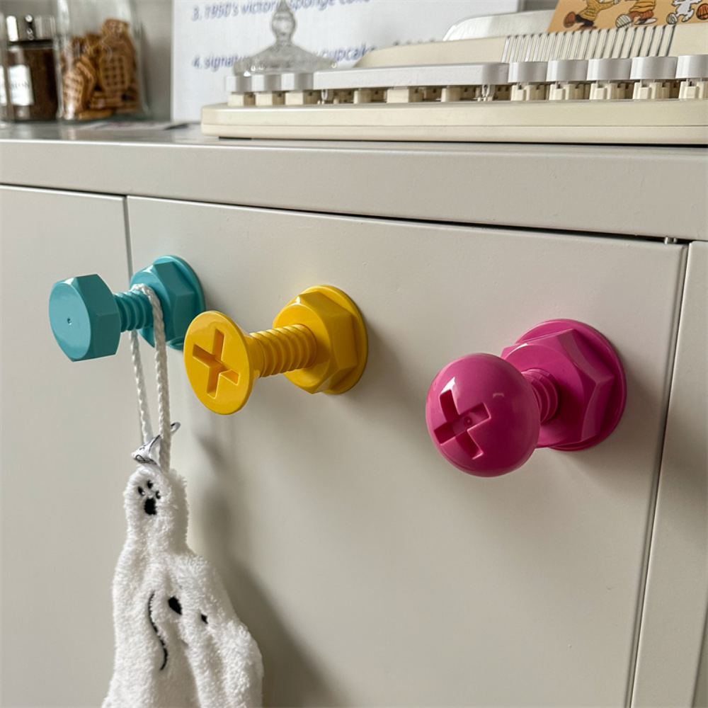 Creative Wall Hooks Screws Adhesive Hooks Behind Doors No Punching Clothes Hooks Strong Adhesive for Children's Cute.