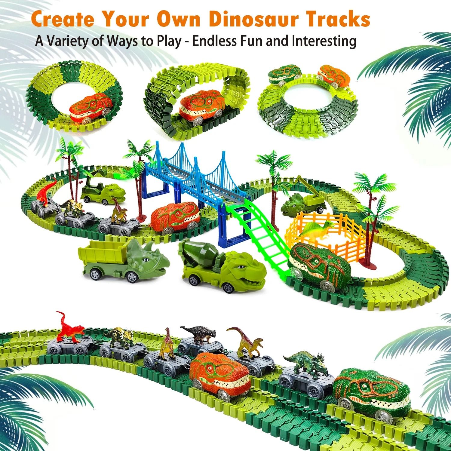 Children Electric Magic Climbing Dinosaur Car Track Toy