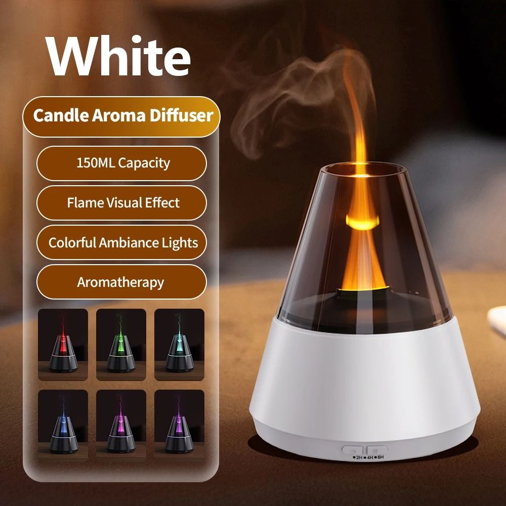 Simulated Flame Aroma Diffuser with LED Light and Cool Mist