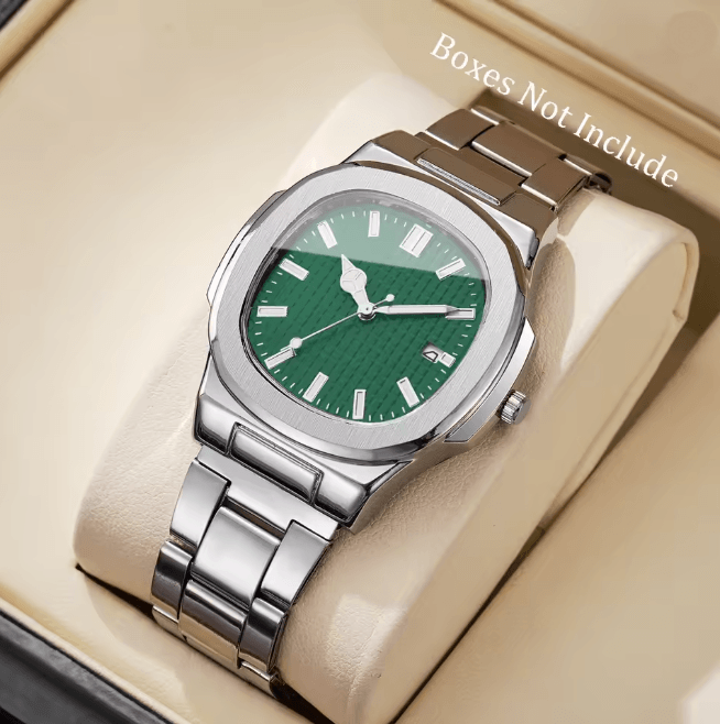 Luxury Square Dial Mens Quartz Watch Stainless Steel Business Style