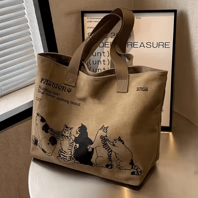 Womens Canvas Tote Bag Spacious Durable Shoulder Handbag with Zipper Closure