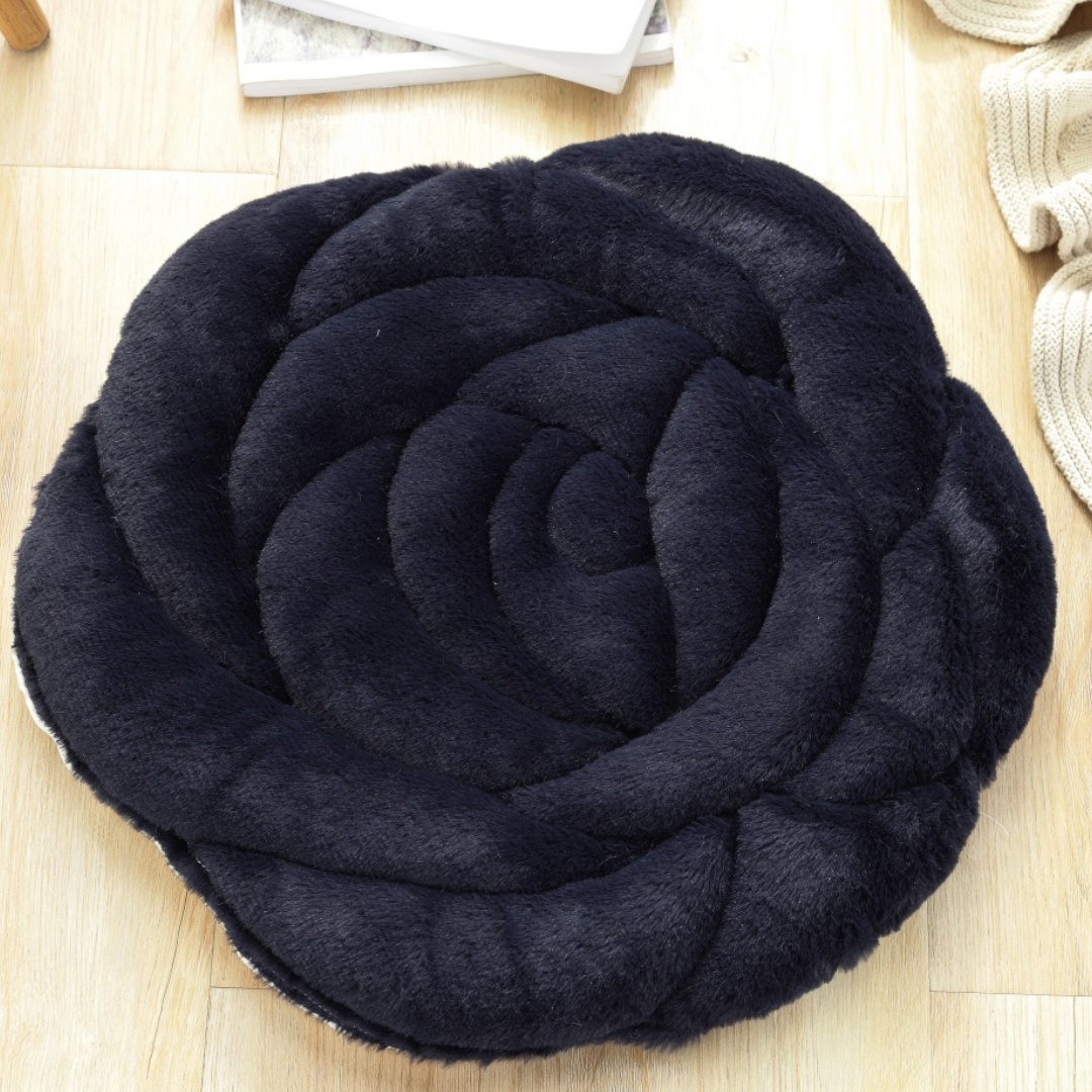 Plush Rose Flower Chair Pad Thickened Anti Slip Seat Cushion