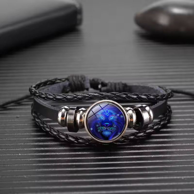 Zodiac Sign Glow Leather Bracelet Multilayer Gift