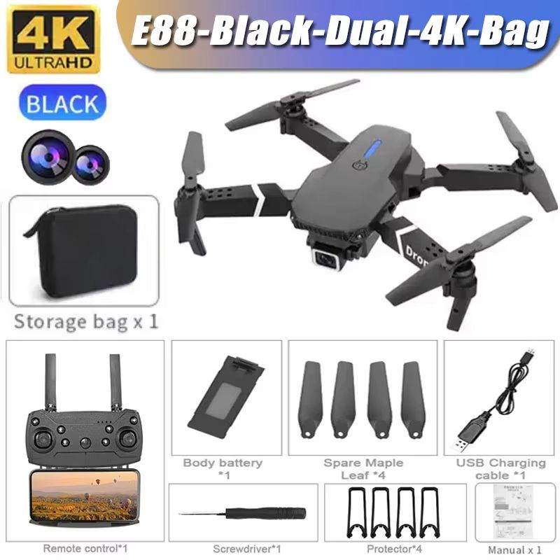 E99 Pro Drone with 6K Camera Foldable Quadcopter Remote Control UAV