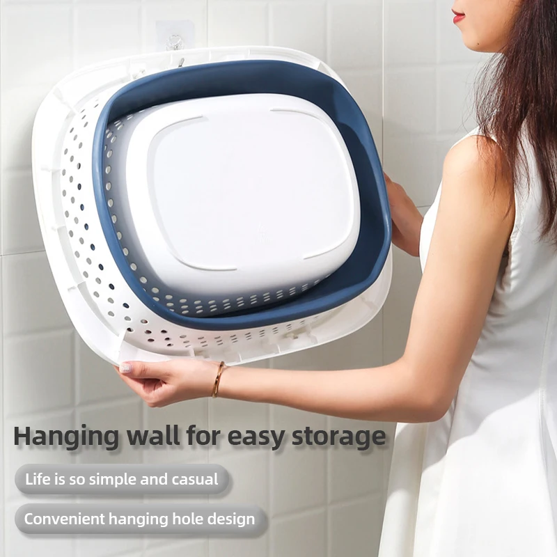 Folding Collapsible Plastic Laundry Basket Large Pop Up Bathroom Dirty Clothes Storage Container