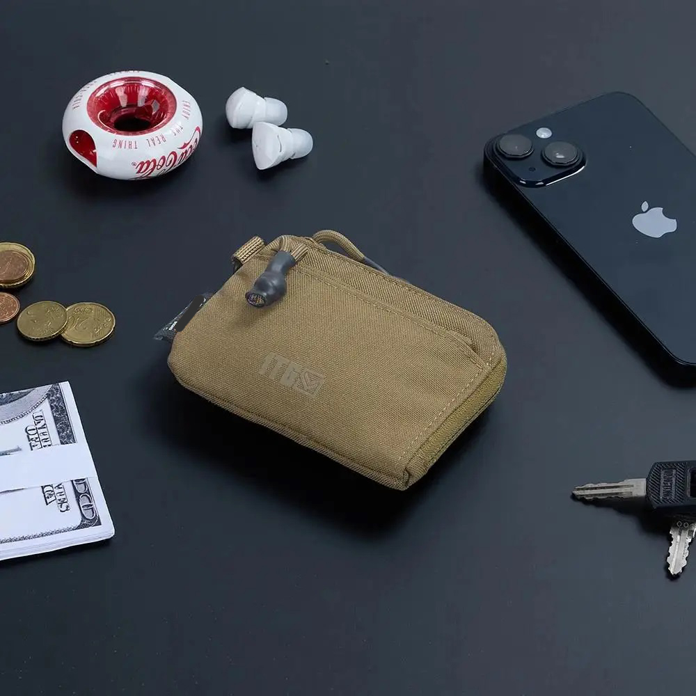 Waterproof EDC Pouch Compact Mini Wallet with Zipper Coin Storage and Keychain Carry