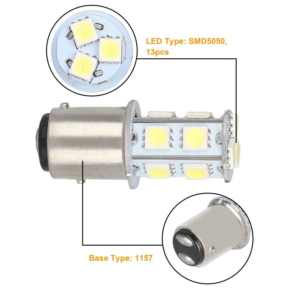 LED Car Tail Brake Light Bulb White, SMD, High Brightness for Enhanced Safety