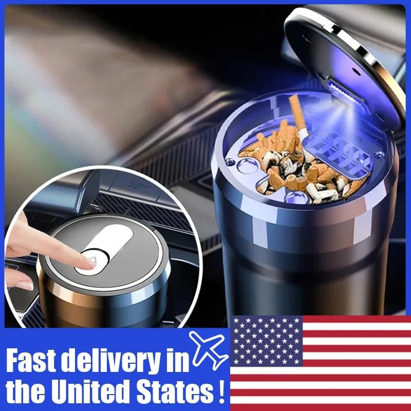 Portable Car LED Ashtray – Universal Smokeless Cigarette Ash Holder for Auto Interiors
