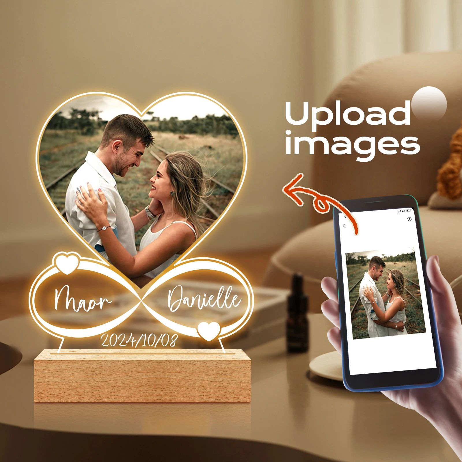 Custom Photo Acrylic Plaque Personalized Couple Gift Anniversary Love Frame