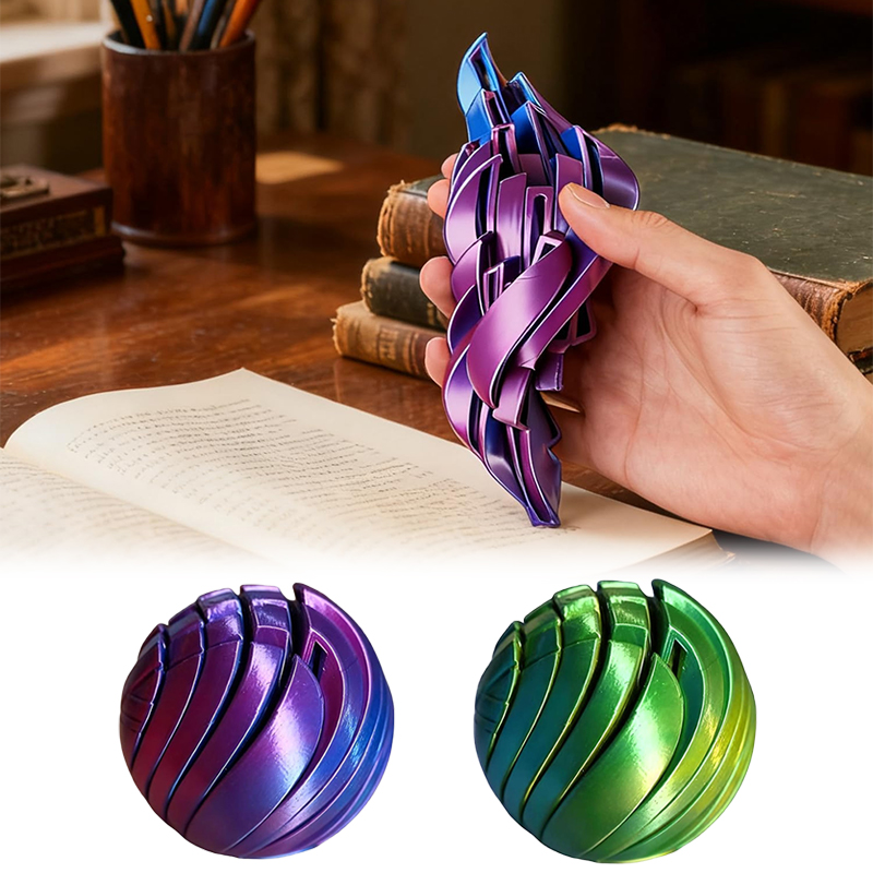Printed Slime Ball Fidget Toy, Twistsphere Gear, Liquid Flow Ball with Rotating Design, Stress Relief Toy for Office